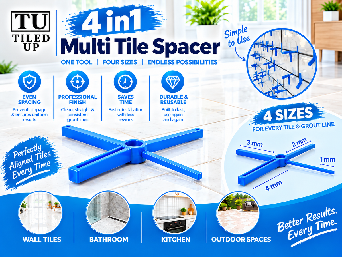 Tiled Up 4-in-1 Tile Spacers – 1, 2, 3 & 4mm, 500 or 1,000 Pieces