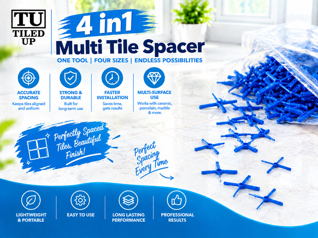 Tiled Up 4-in-1 Tile Spacers – 1, 2, 3 & 4mm, 500 or 1,000 Pieces