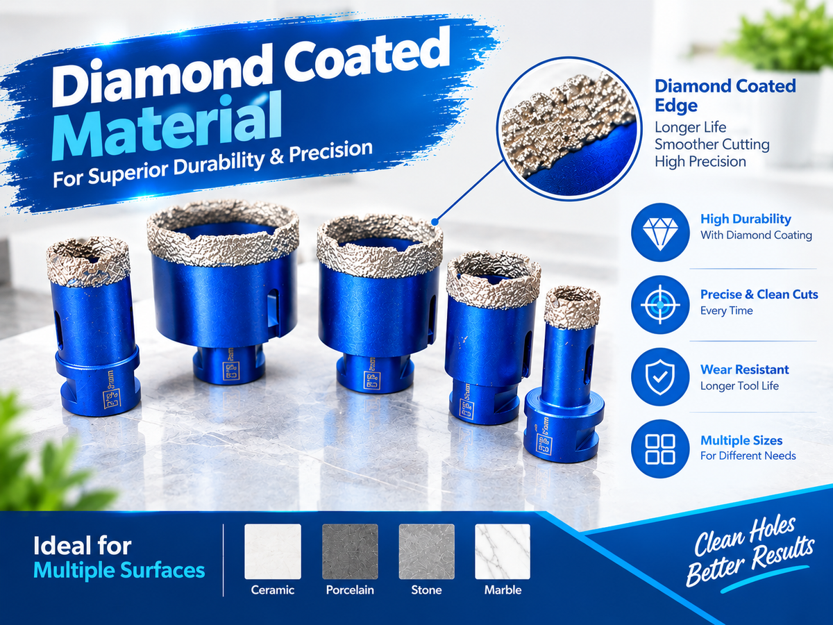 9-Piece Diamond Drill Bit Set – 15, 25, 35, 45 & 60mm Tile Hole Saws