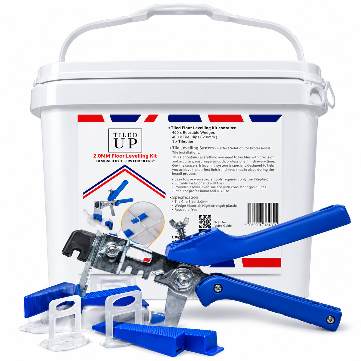 Tiled Up Tile Levelling Kit – Plier, 400 Clips & 400 Reusable Wedges