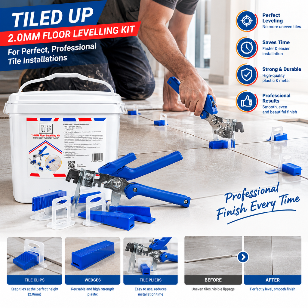 Tiled Up Tile Levelling Kit – Plier, 400 Clips & 400 Reusable Wedges